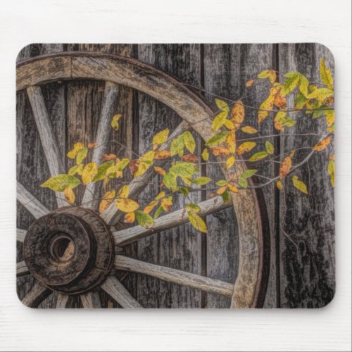 Rustic Countryside Wagon Wheel  Mouse Pad
