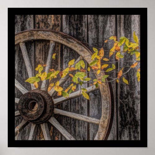 Rustic Countryside Wagon Wheel  Poster