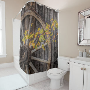 Rustic Countryside Wagon Wheel Shower Curtain