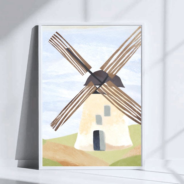 Rustic Countryside Windmill | Nature Watercolor Poster (Creator Uploaded)