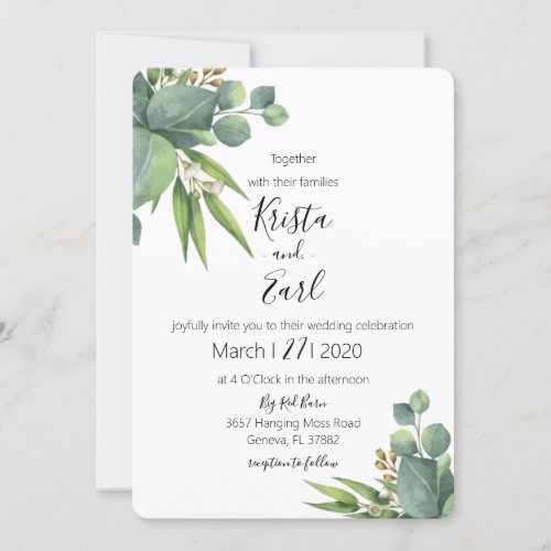 Rustic County Greenery Wedding Invitations