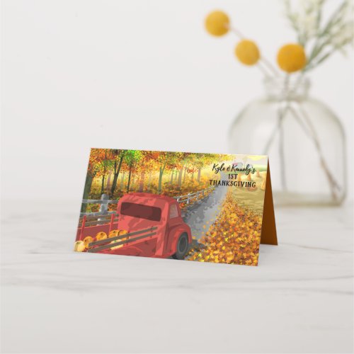 Rustic County Thanksgiving Fall Foliage Place Card