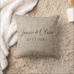 Rustic Couple names wedding date Throw Pillow<br><div class="desc">Introducing our Rustic Couple Names Wedding Date Throw Pillow! This charming throw pillow features a rustic design with elegant typography, perfect for celebrating your special day. Personalize with your names and wedding date to create a unique and meaningful keepsake. Ideal for home decor or as a thoughtful gift, this throw...</div>