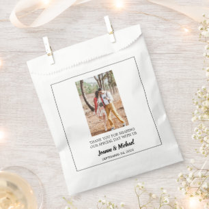 Rustic couple photo Thank You wedding Favor Bag