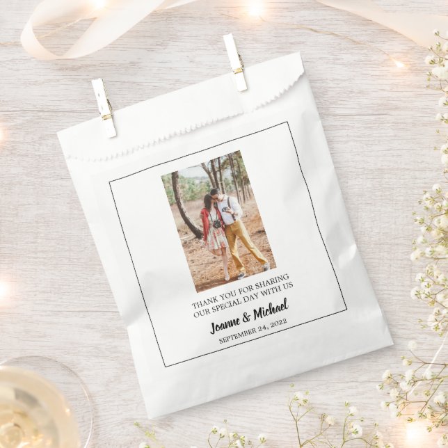 Rustic couple photo Thank You wedding Favor Bag (Clipped)