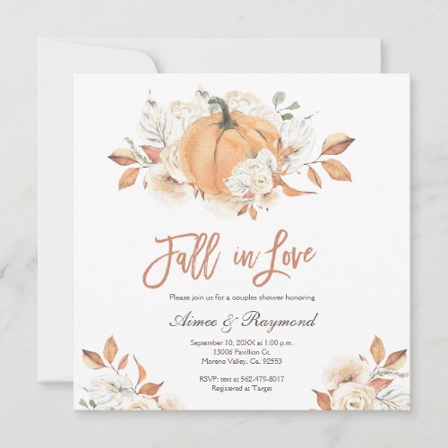 Rustic Couple Shower Fall In Love Bridal Shower Invitation