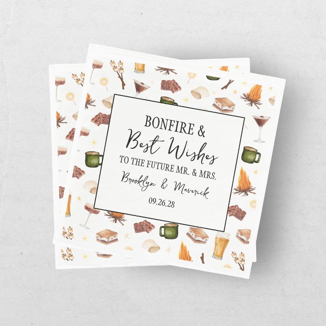 Rustic Couples Fall Bonfire Wedding Shower Napkins (Creator Uploaded)
