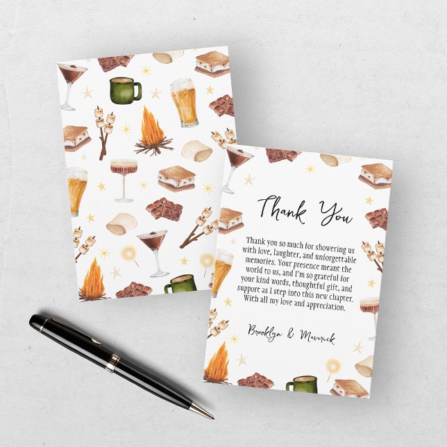 Rustic Couples Fall Bonfire Wedding Shower Thank You Card (Creator Uploaded)