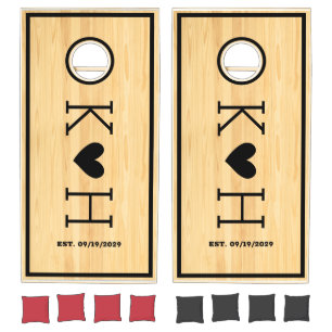Rustic Couple's Initials Wedding Date Personalized Cornhole Set