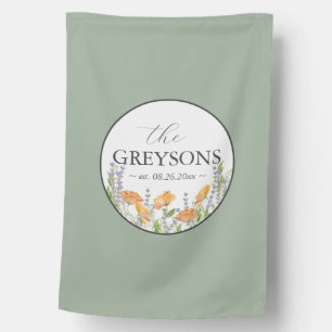 Rustic Couple's Name Floral  House Flag