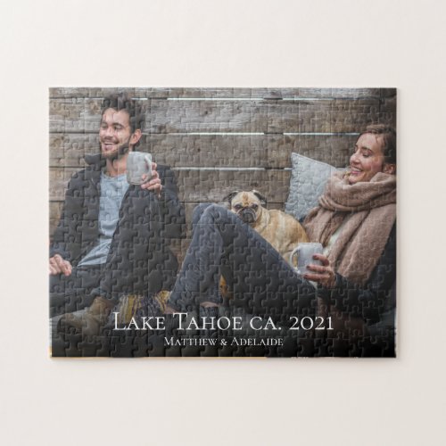 Rustic Couples Photo Custom Personalized Name Jigsaw Puzzle