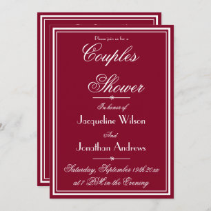 Rustic Couples Shower Name Email RSVP Burgundy Red Invitation