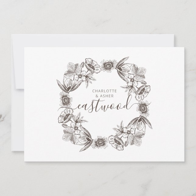 Rustic Couples Wedding Monogram  Note Card (Front)