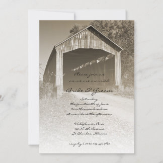 Rustic Covered Bridge Country Wedding Invitation