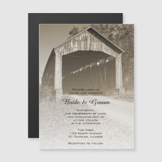 Rustic Covered Bridge Country Wedding Magnetic Invitation