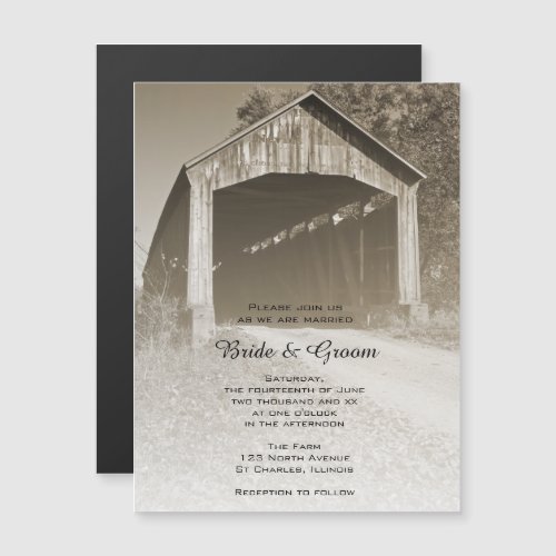 Rustic Covered Bridge Country Wedding Magnetic Invitation