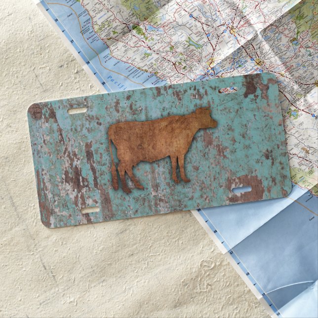 Rustic Cow 2 License Plate (In Situ)