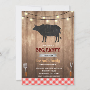 Rustic cow bbq theme invitation