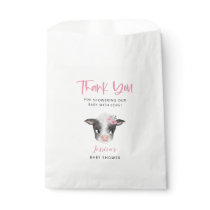 Rustic Cow Farm Theme Girl Baby Shower Favor Bag