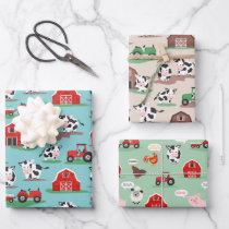 Rustic Cow Farmyard Birthday Patterns Wrapping Paper Sheets