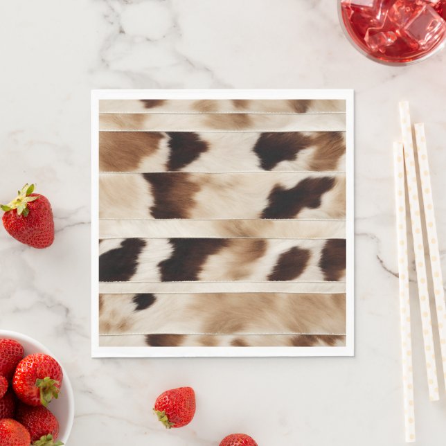 Rustic Cow Print Western Country Cowboy Party Napkins (Insitu)