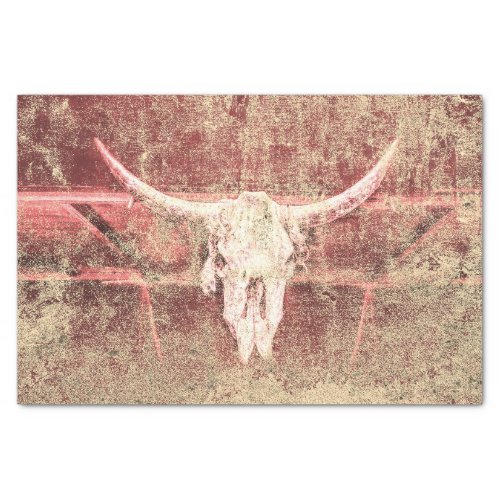 Rustic Cow Skull Brown Beige Texture Grunge Tissue Paper