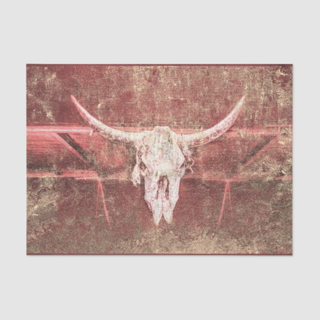 Rustic Cow Skull Brown Beige Texture Grunge Tissue Paper (Front)