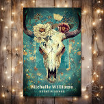 Rustic Cow Skull Floral Boho Western Business Card at Zazzle