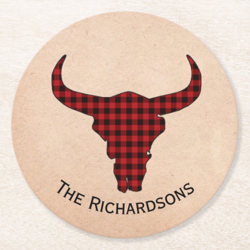 Rustic Cow Skull Personalized Paper Coasters