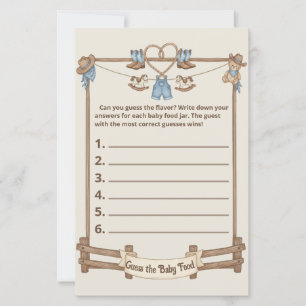 Rustic Cowboy Baby Shower Guess the Baby Food Game
