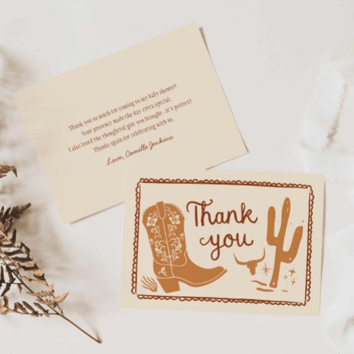 Rustic Cowboy Baby Shower Thank you Card