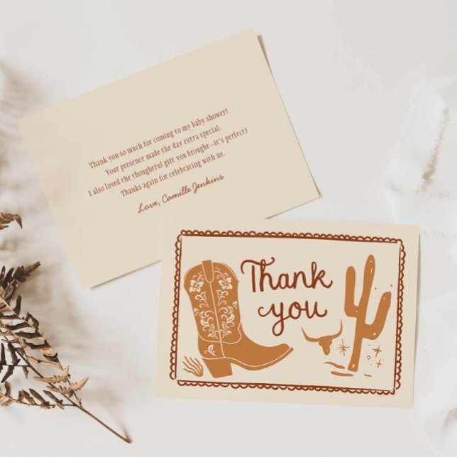 Rustic Cowboy Baby Shower Thank you Card (Cowboy Western Baby Shower Thank you card)