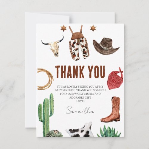 Rustic Cowboy Baby Shower Thank You Card