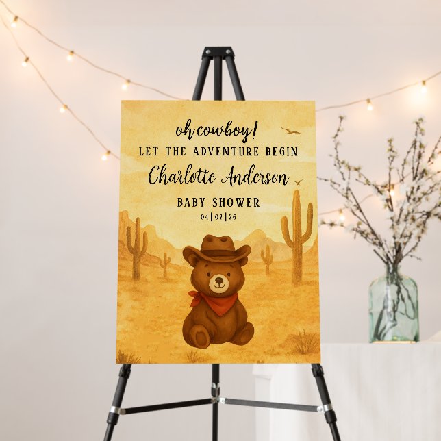 Rustic Cowboy Baby Shower Welcome Sign (In Situ (Stand))