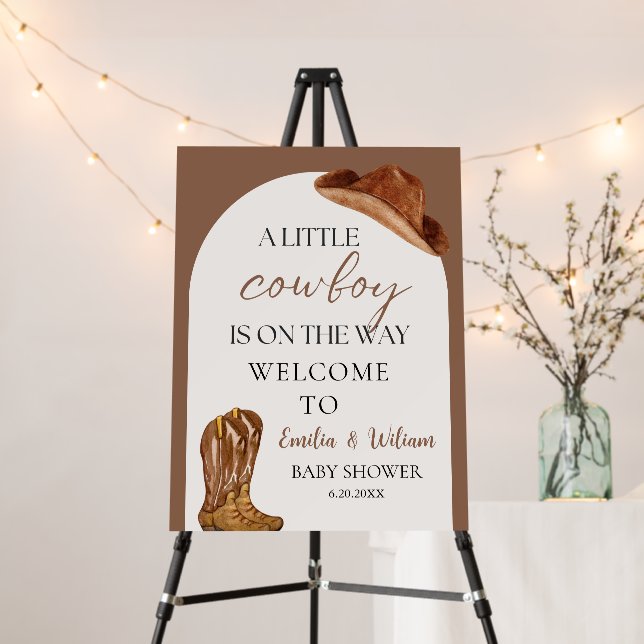 Rustic Cowboy Baby Shower Welcome Sign (In Situ (Stand))