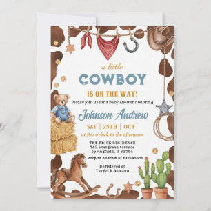 Rustic CowBoy Blue Baby Shower Invitation