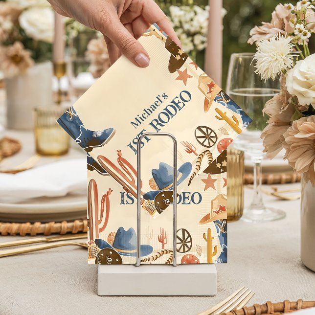 Rustic Cowboy Boots 1st Birthday Napkins (Creator Uploaded)