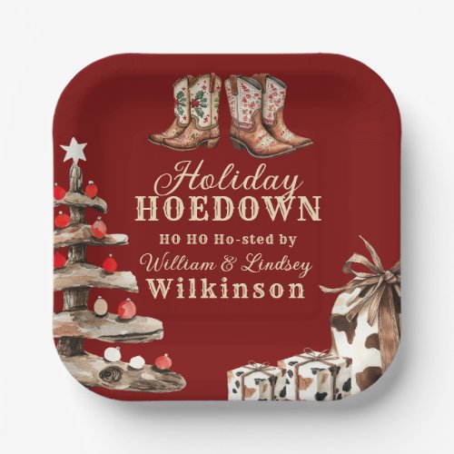 Rustic  Cowboy Boots Christmas Holiday Hoedown Paper Plates