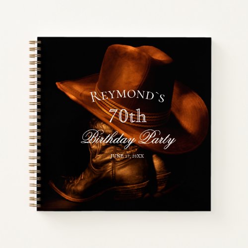 Rustic Cowboy Boots Country Birthday Guestbook Notebook