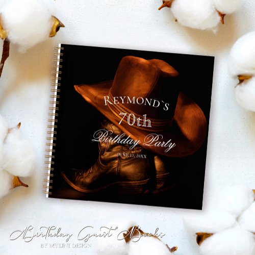 Rustic Cowboy Boots Country Birthday Guestbook Notebook