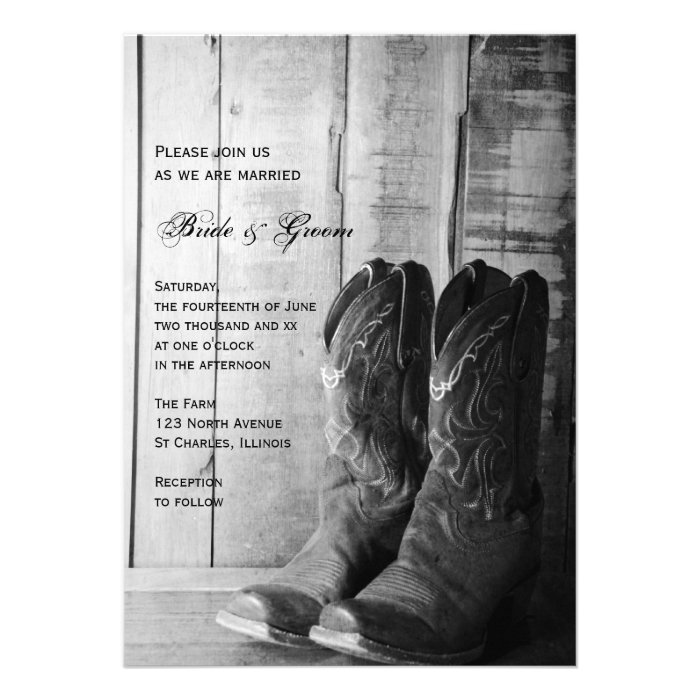 Rustic Cowboy Boots Country Wedding Invitation