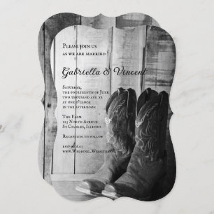 Rustic Cowboy Boots Country Wedding Invitation