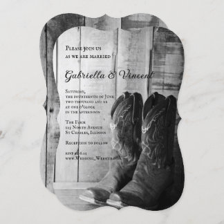 Rustic Cowboy Boots Country Wedding Invitation
