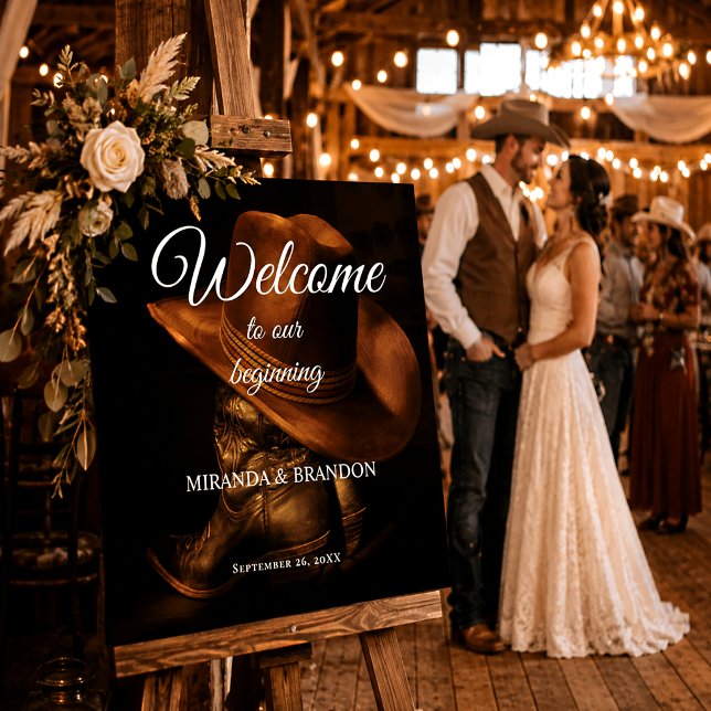 Rustic Cowboy Boots Country Wedding Welcome Sign (Creator Uploaded)