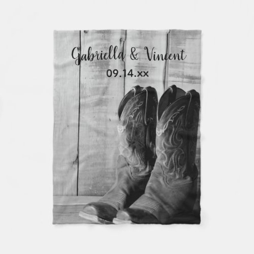 Rustic Cowboy Boots Country Western Wedding Fleece Blanket