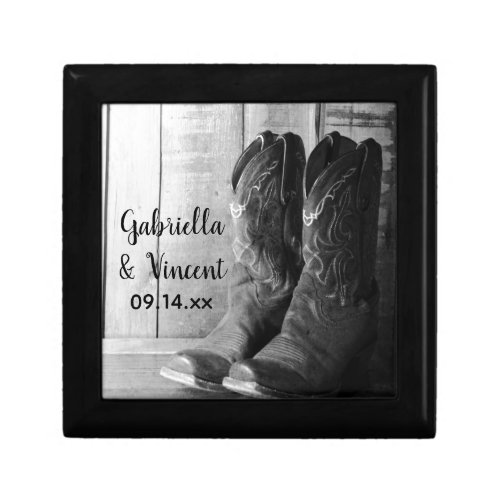 Rustic Cowboy Boots Country Western Wedding Jewelry Box