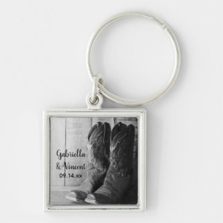 Rustic Cowboy Boots Country Western Wedding Keychain
