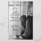 Rustic Cowboy Boots Country Western Wedding Menu (Front)