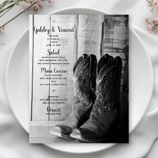 Rustic Cowboy Boots Country Western Wedding Menu
