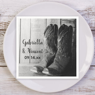 Rustic Cowboy Boots Country Western Wedding Paper Napkins
